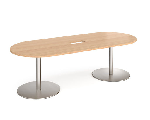 Eternal - Radial End Boardroom Table 2400mm x 1000mm with Central Cutout 272mm x 132mm.