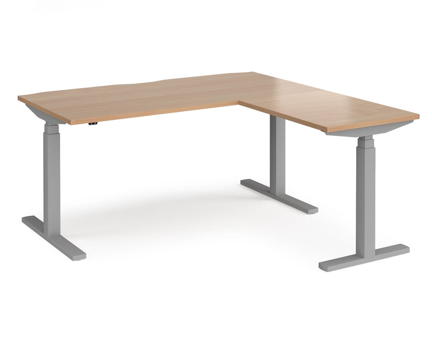 Elev8²Touch - Sit-Stand Return Desk - Silver Frame.