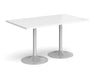 Genoa - Rectangular Dining Table with Silver Trumpet Base.