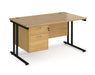 Maestro 25 - Straight Desk with 2 Drawer Pedestal - Black Frame.
