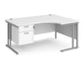 Maestro 25 - Left or Right Hand Ergonomic Desk with 2 Drawer Pedestal - Silver Cantilever Leg Frame.