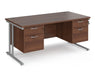 Maestro 25 - Straight Desk with 2x Two Drawer Pedestals - Silver Frame.