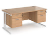 Maestro 25 - Straight Desk with 2x Two Drawer Pedestals - White Frame.
