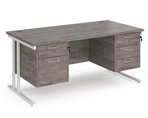 Maestro 25 - Straight Desk with Two & Three Drawer Pedestals - White Frame.