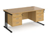 Maestro 25 - Straight Desk with 2x Three Drawer Pedestals - Black Frame.