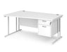 Maestro 25 - Left or Right Hand Wave Desk with 2 Drawer Pedestal 800-990mm Deep - White Frame.