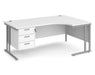 Maestro 25 - Left or Right Hand Ergonomic Desk with 3 Drawer Pedestal - Silver Cantilever Leg Frame.