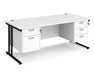 Maestro 25 - Straight Desk with Two & Three Drawer Pedestals - Black Frame.