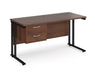 Maestro 25 - Straight Desk with 2 Drawer Pedestal - Black Frame.