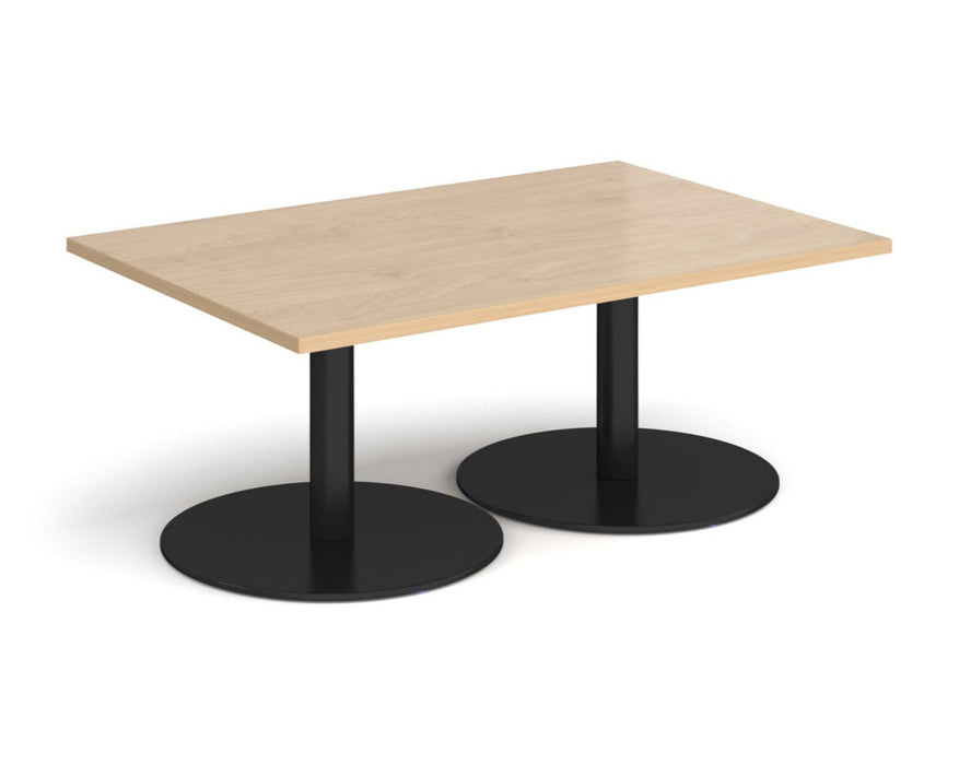 Monza - Rectangular Coffee Table with Flat Round Black Bases