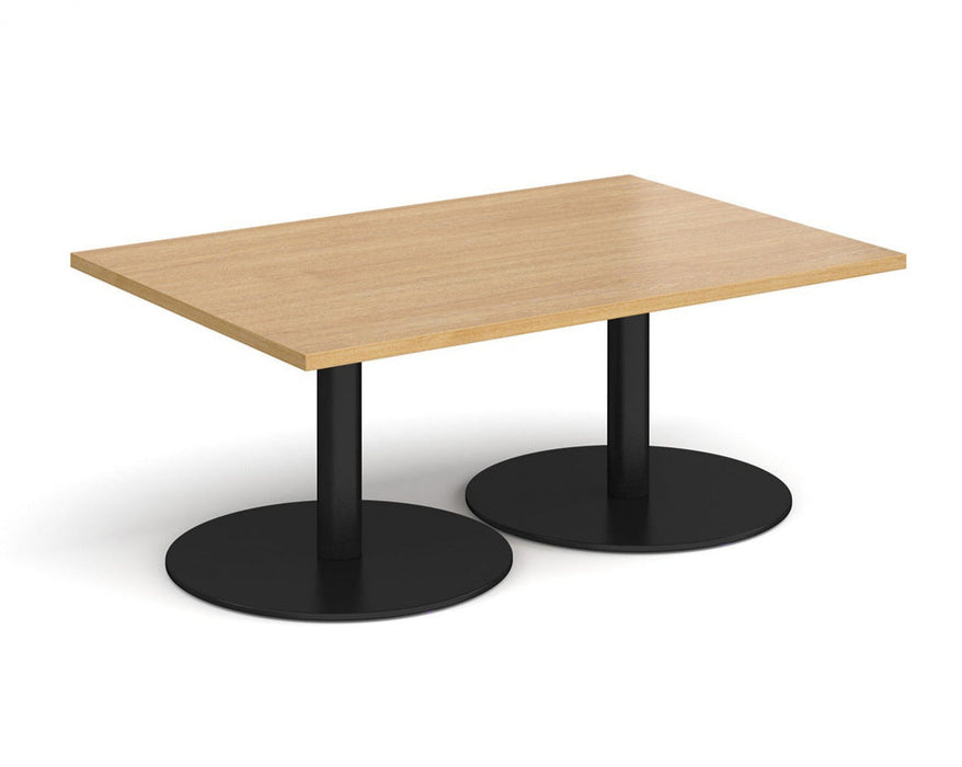 Monza - Rectangular Coffee Table with Flat Round Black Bases