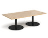 Monza - Rectangular Coffee Table with Flat Round Black Bases 1600mm x 800mm.