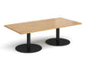 Monza - Rectangular Coffee Table with Flat Round Black Bases 1600mm x 800mm.
