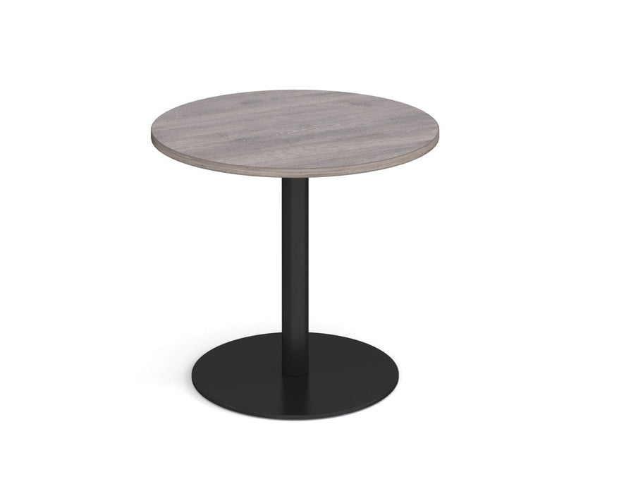 Monza circular dining table with flat round brushed steel base 800mm