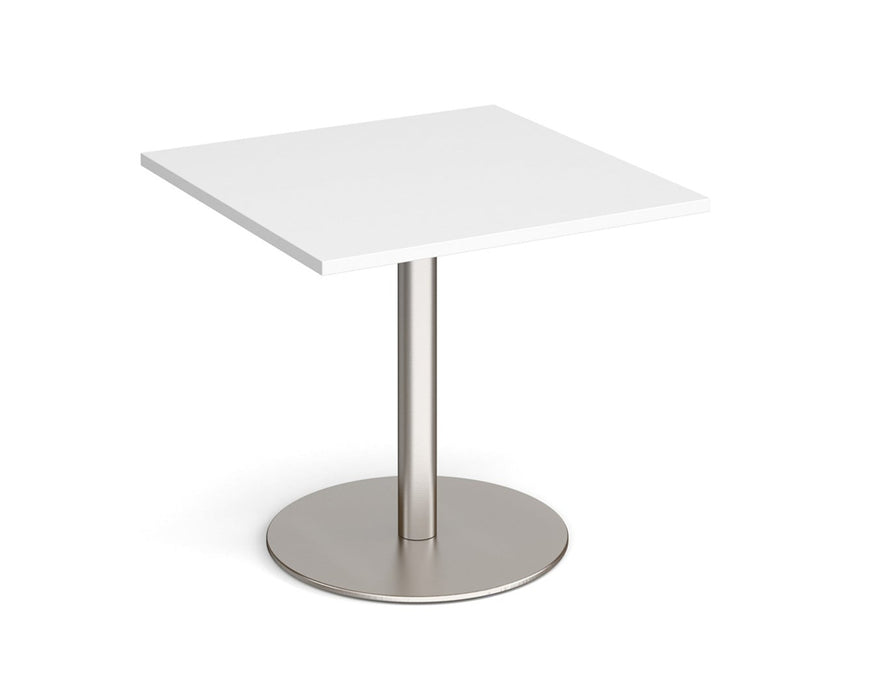 Monza square dining table with flat round base