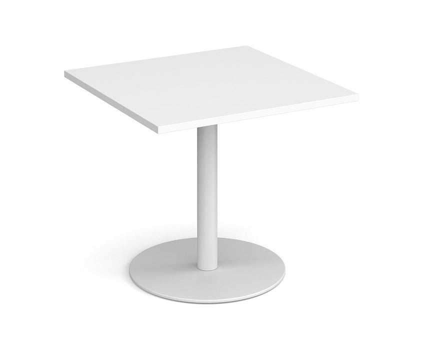 Monza square dining table with flat round base