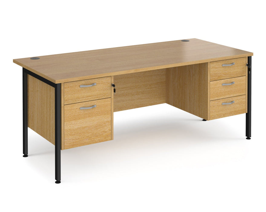 Maestro 25 - Straight Desk with 2 and 3 Drawer Pedestals - H-frame Leg.