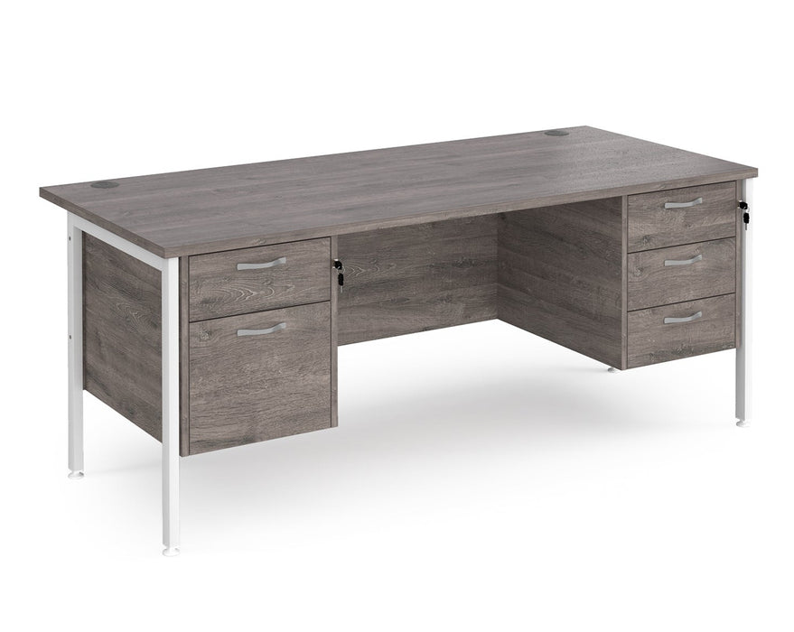 Maestro 25 - Straight Desk with 2 and 3 Drawer Pedestals - H-frame Leg.