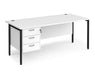 Maestro 25 - Straight Desk 800mm Deep with 3 Drawer Pedestal - Black H-frame Leg.