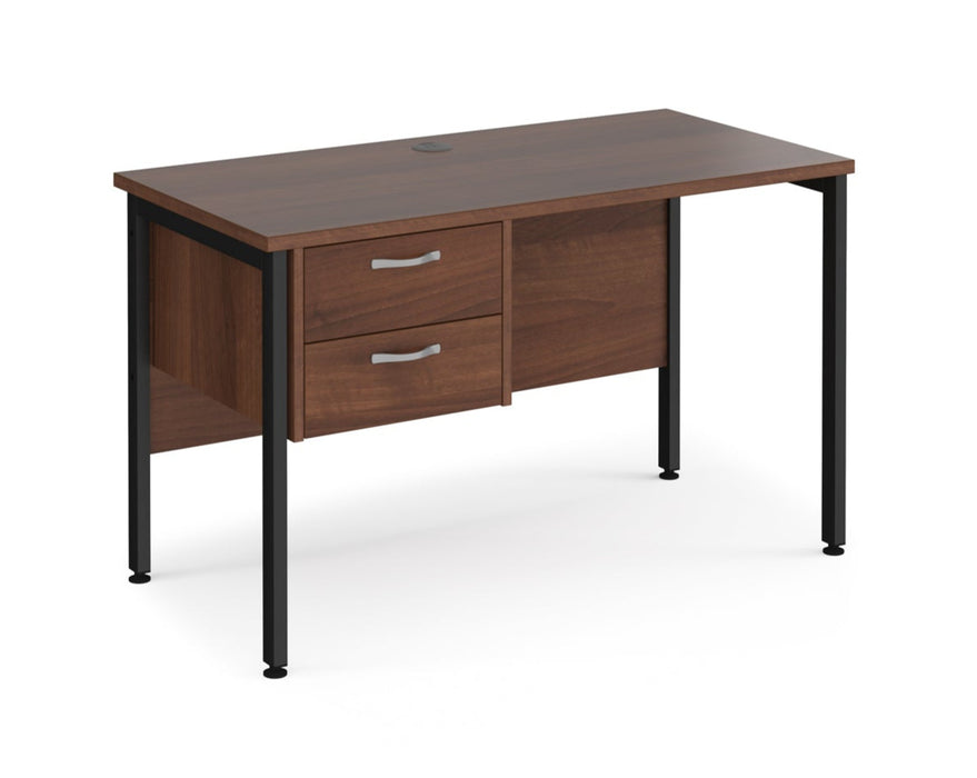 Maestro 25 - Straight Desk with 2 Drawer Pedestal - Black H-frame Leg.