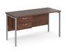 Maestro 25 - Straight Desk with 2 Drawer Pedestal - Silver H-frame Leg.