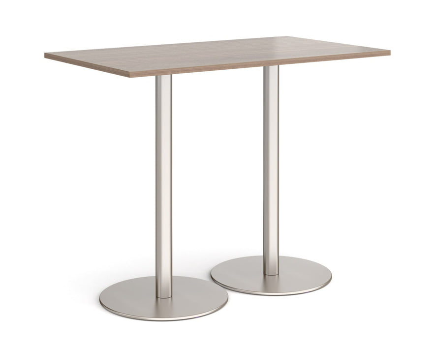 Monza rectangular poseur table with flat round black bases