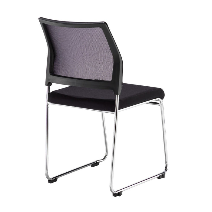 Quavo - Black Mesh Back Multi-Purpose Chair with Black Fabric Seat and Chrome Wire Frame - Pack of 4.