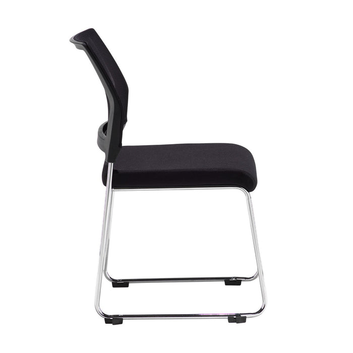 Quavo - Black Mesh Back Multi-Purpose Chair with Black Fabric Seat and Chrome Wire Frame - Pack of 4.