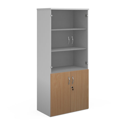 Universal Combination Units With Wood Doors & Glass Doors - Four Shelves.