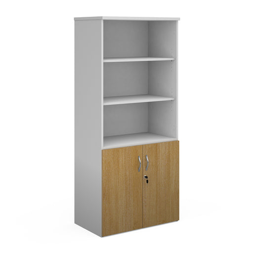 Universal Combination Units With Wood Doors & Open Tops - Four Shelves.
