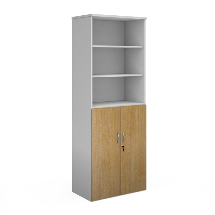 Universal Combination Units With Wood Doors & Open Tops -  Five Shelves.