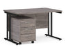 Maestro 25 - Straight Desk with 3 Drawer Pedestal - Black Frame.