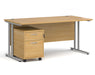 Maestro 25 - Straight Desk with 2 Drawer Pedestal - Silver Frame.