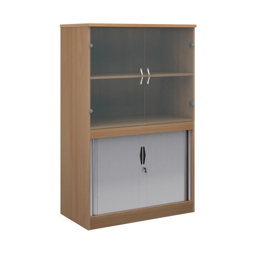 Systems Combination Bookcase With Horizontal Tambour & Glass Doors - 1600mm (One Shelf).