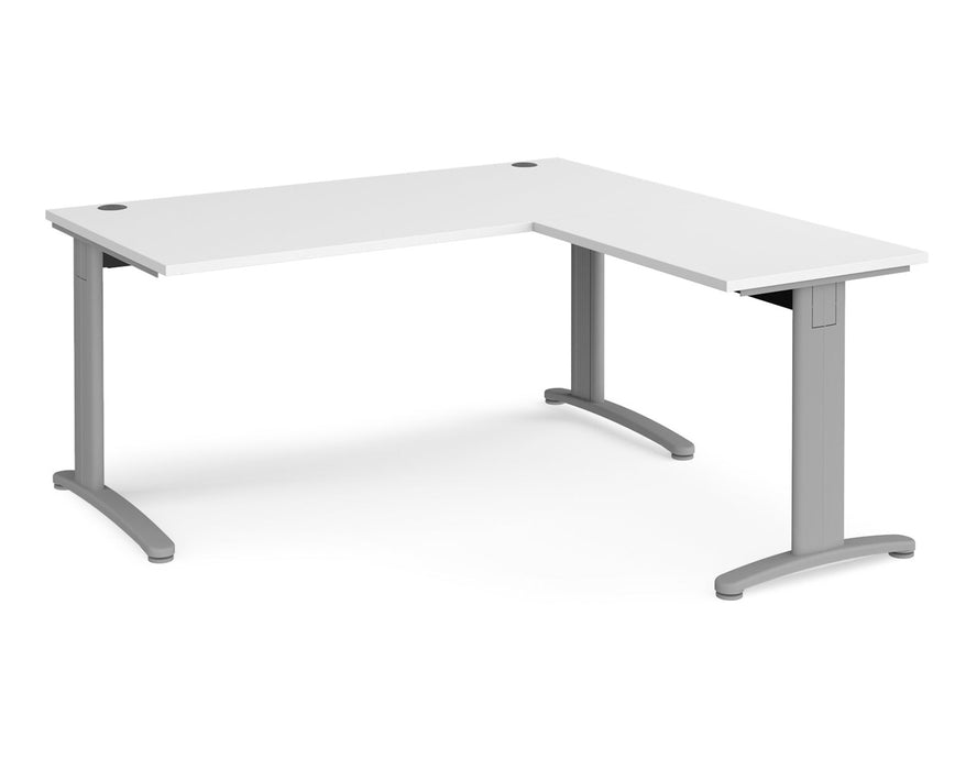 TR10 - Single Desk with Return - Silver Frame.